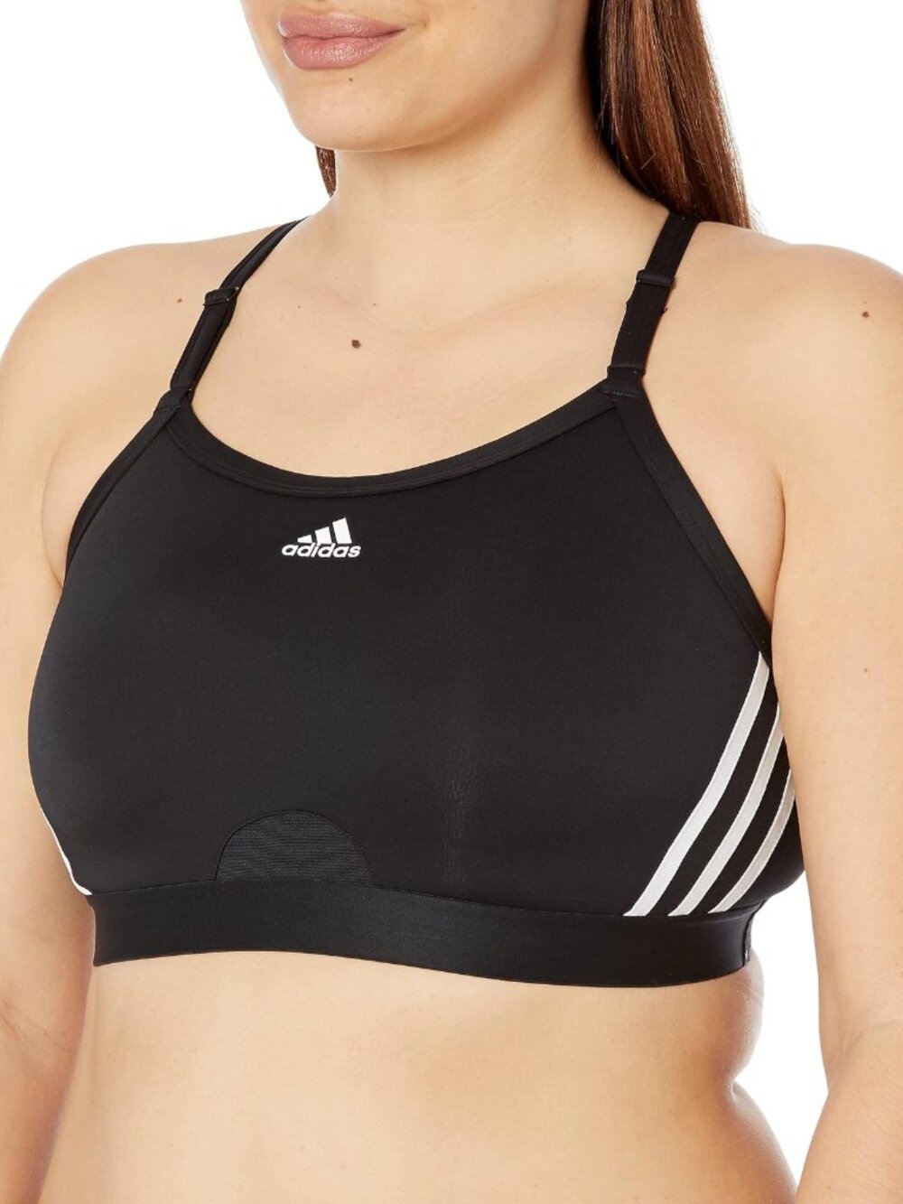 adidas Womens Aeroreact Training Light Support 3 Stripe Sports Bra